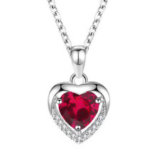 (【July】Rose Diamond, Gold color) Classic Elegant Women's New 925 Sterling Silver Ocean Heart Necklace, 12 Birthstone Pendant Choker