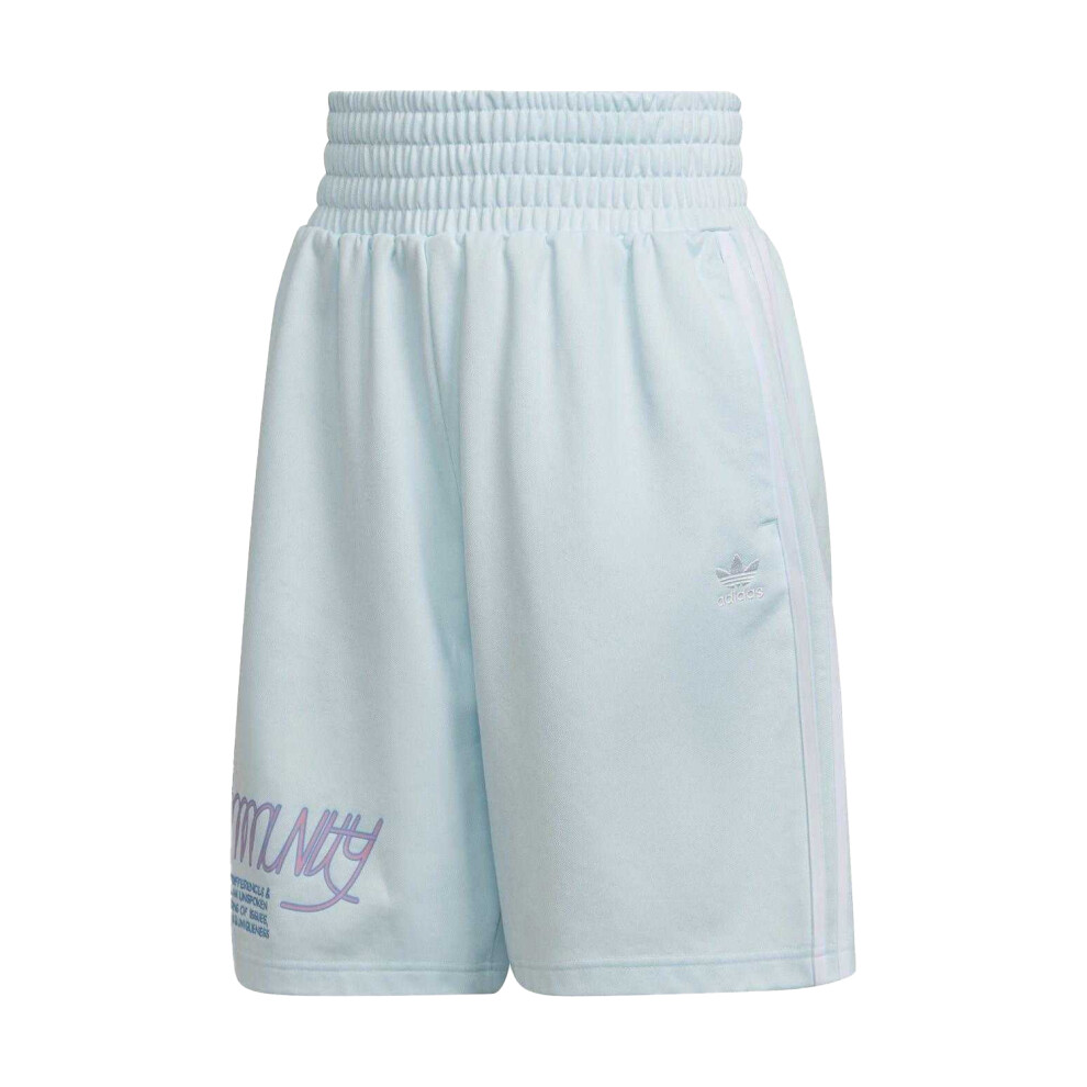 Adidas Womens/Ladies Originals Cotton Blend Graphic Print Relaxed Fit Sweat Shorts Blue