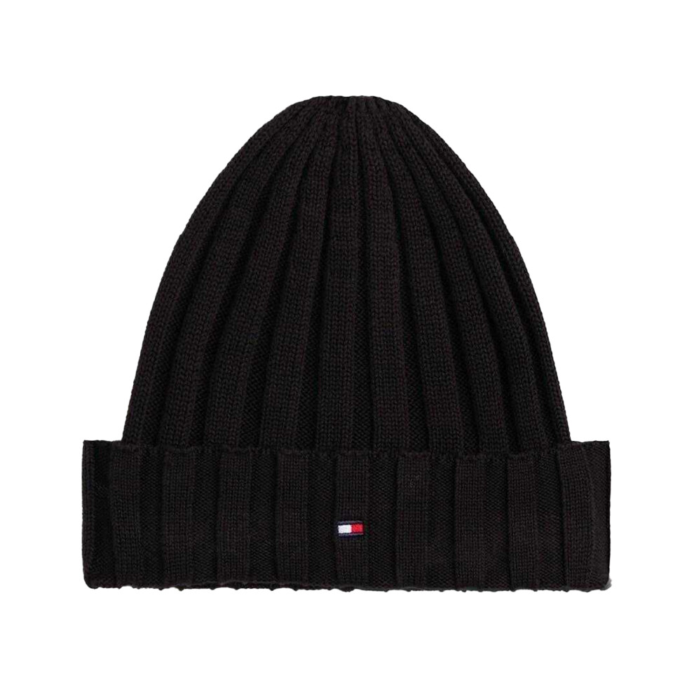 Tommy Hilfiger (L-Xl, ) Childrens/Kids Logo Rib Knit Turn Up Beanie Black