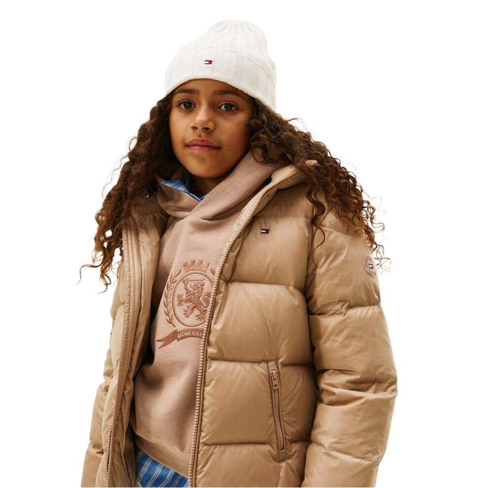 Tommy Hilfiger (L-Xl, ) Childrens/Kids Logo Rib Knit Turn Up Beanie White