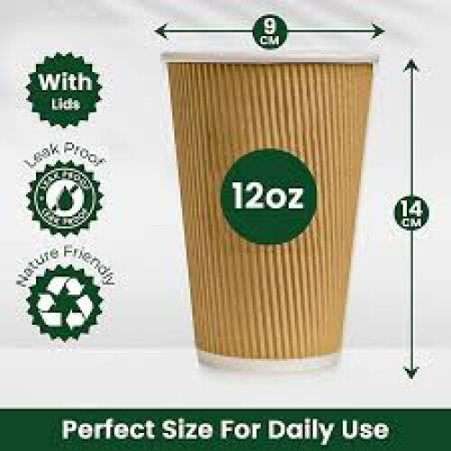 12oz Triple Wall Ripple Takeaway 200pcs Beige Cups 1