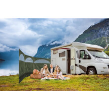 HSS Windbreaker Blocker 3-Panel 150x500cm Camping Windbreak with Window, 4 Poles, Guy Lines, Pegs & Carry Bag Portable