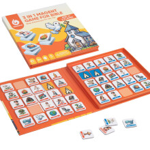 Travofun Magnetische 3 in 1 Bibelspiele für Kinder - Bingo, Tic-Tac-Toe, Gedächtnisspiele für 4-8 Jahre