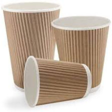 12oz Triple Wall Ripple Takeaway 500pcs Beige Cups