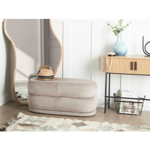 Beliani Upholstered Bench ELLENDALE Velvet Taupe 1