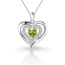 (【August】Light Green Diamond, Rose gold) Classic Elegant Women's New S925 Sterling Silver Double Layer Necklace, 12 Birthstone Versatile Pendant