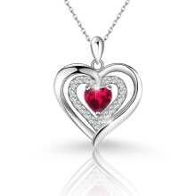 (【July】Rose Diamond, Gold color) Classic Elegant Women's New S925 Sterling Silver Double Layer Necklace, 12 Birthstone Versatile Pendant