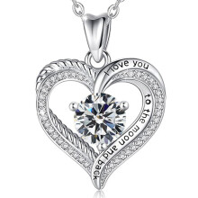 (April【White Diamond】, White gold) Classic Elegant Women's New S925 Sterling Silver Eternal Heart Necklace, 12 Birthstone Versatile Pendant