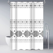 Juego de cortina de ducha estilo bohemio gris, poliéster, 72 x 84 pulgadas.