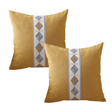 Geometriskt broderat linne-prydnadskudde 2 st