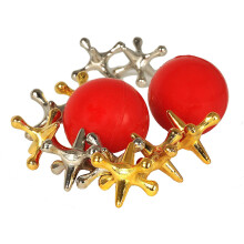 WE Games Metall Jacks Spiel, Retro Spiel mit 2 Sätzen Metall Jacks und Ball in Baumwolltasche