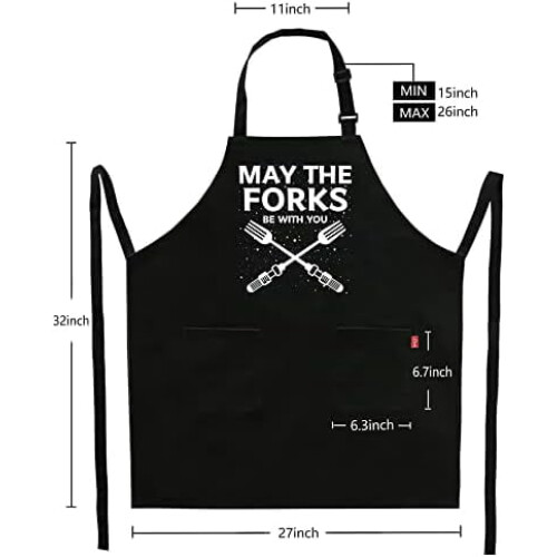Morsomt grillforkle for menn «Måtte gaflene være med deg» 2