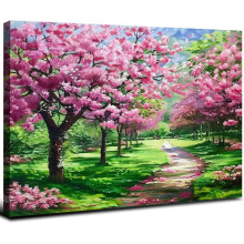 Rosa kirsebærblomst lerretskunst 20x16 tommer innrammet