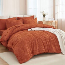 Burnt Orange Comforter Set Full Size 7-Piece