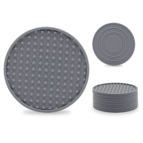 Silikon-Untersetzer-Set, 6-teilig, mit Metallhalter 1
