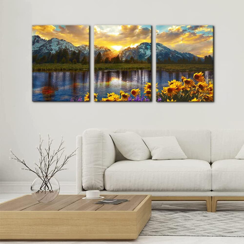 Conjunto de quadros de parede com tema de montanhas, 30x40 cm (12x16 polegadas), emoldurados 1