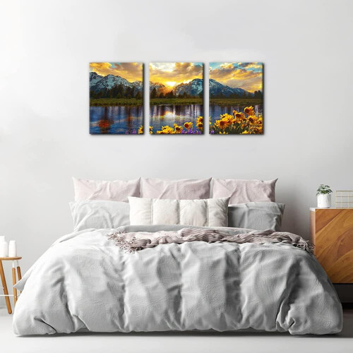 Conjunto de quadros de parede com tema de montanhas, 30x40 cm (12x16 polegadas), emoldurados 2