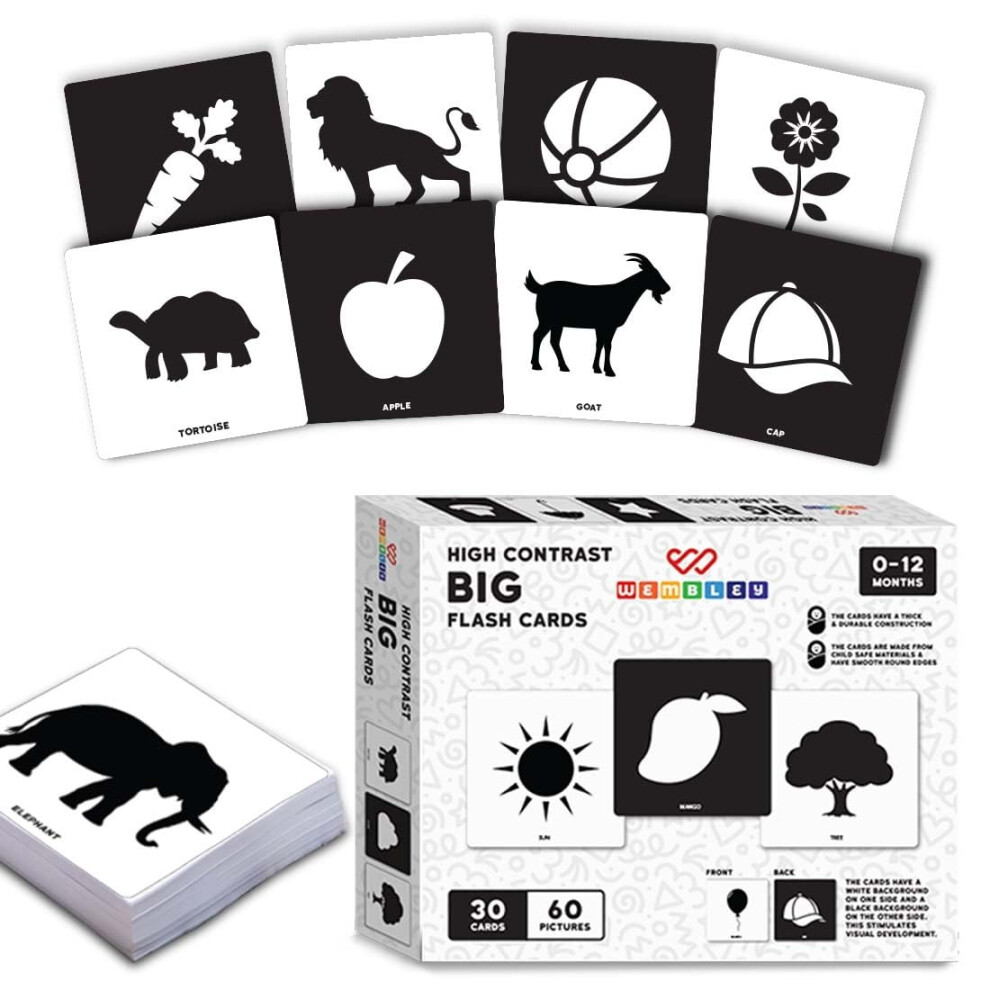 Large Flash Cards For Babies & Infants Educational Learning High Contrast Newborn Visual Stimulation Sensory Montessori Toys For 0 To 12 Month Wembley