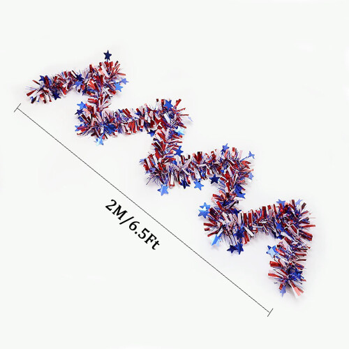 Rood-wit-blauwe patriottische slinger van lametta, 2 meter 1