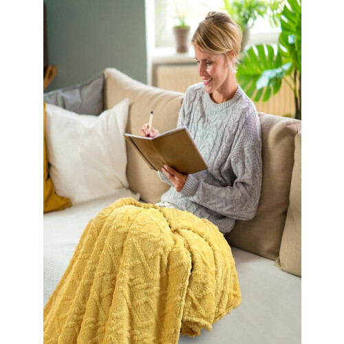 Couverture en micro-polaire jaune 70 x 100 cm 1