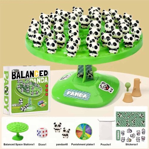 Balance Tree Game with 48 Panda Figurines, Dice & Storage 1