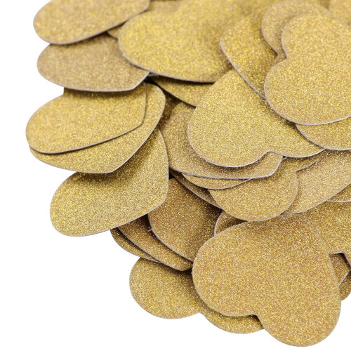 Pacote com 100 Confetes de Glitter em Formato de Coração Dourado