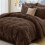 Twin Comforter Set Dark Brown Pintuck Design 5-Piece 1