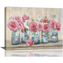 Obraz ścienny Farmhouse Rose Pink Peony Butterfly Canvas12x16