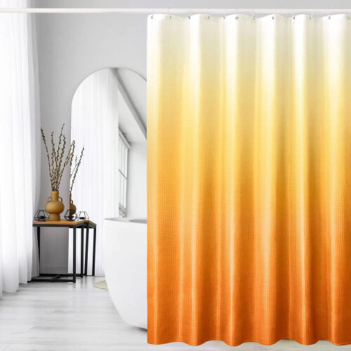 Orange Ombre Våffelvävd Duschdraperi