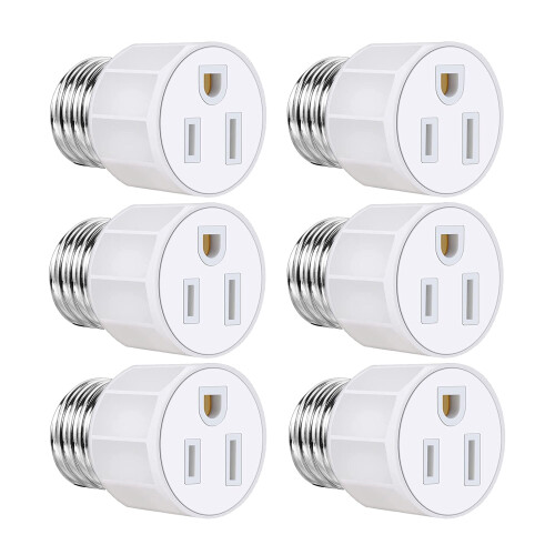 E26/E27 fitting naar stekker adapter 3-polig 6-pack