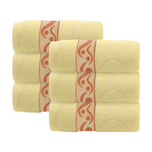 Ensemble de 6 serviettes de bain en coton jaune 34 x 74 cm