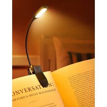 Lampe de lecture rechargeable à pince – 3 niveaux de luminosité, 3 couleurs