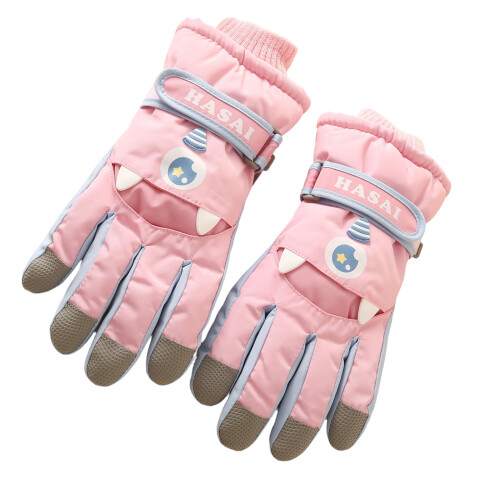 Ski Gloves with Fleece Lined Waterproof Windproof Thermal-Pink