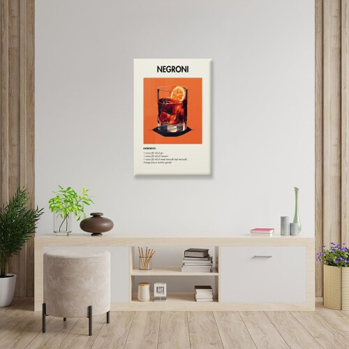 Vintage Negroni Cocktail Lærredskunst 30x43 cm 2