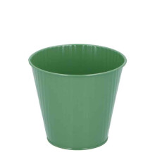 Small Green Metal Plant Pot Cover 13.5cm Diameter and 12.3cm Height Indoor Decorative Planter for Shelves Desks and Windowsills