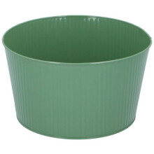 Round Metal Flower Pot Green 25cm Diameter x 14cm Height Indoor Planter for Living Room Bedroom and Dining Room