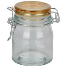 Glass Storage Jars Set of 6 with Airtight Iron Lids and Tray 145ml 6.5x8x9cm Kitchen Spice Jars for Herbs and Condiments