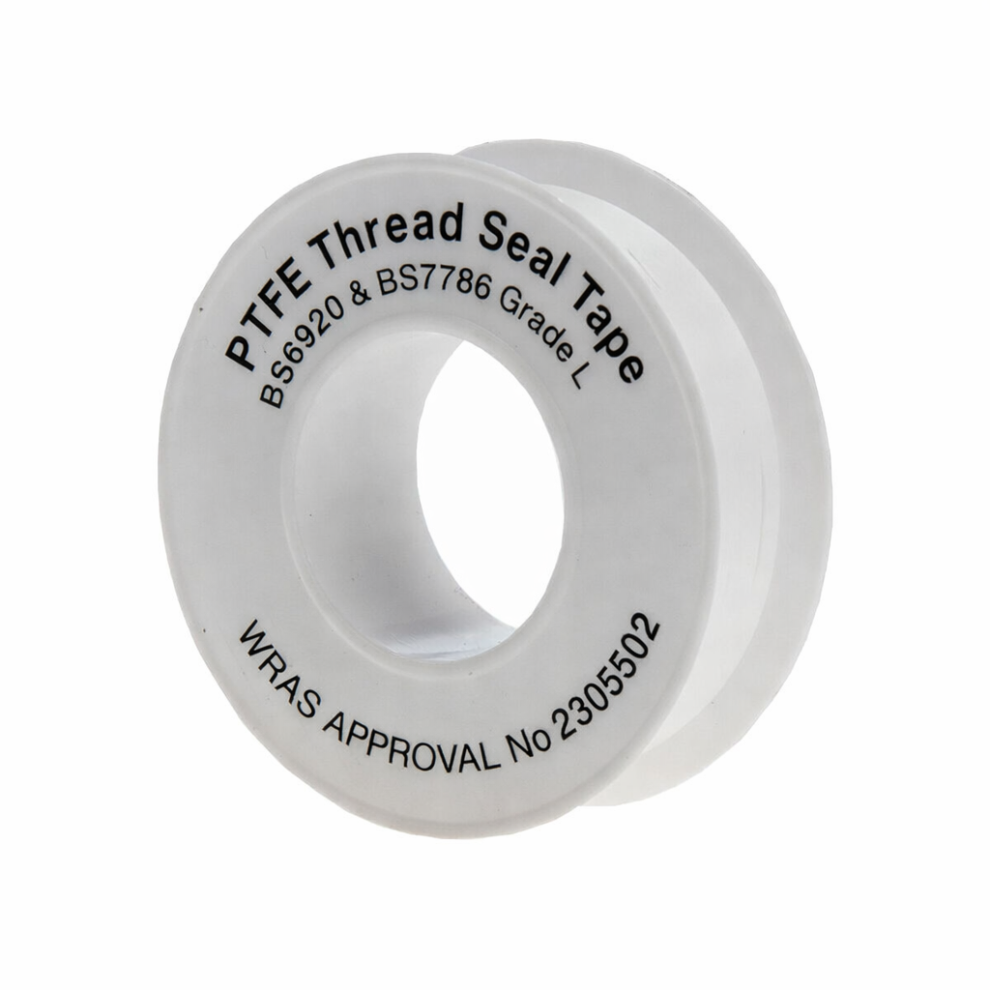 Ptfe Thread Seal Tape 12Mm X 12M 2 Pack 24M Total White Plumbers Tape Wras Approved For Water Pipe Fittings And Plumbing 5027785808756