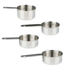 Stackable Stainless Steel Measuring Cups Set of 4 Silver 60ml 80ml 125ml 250ml Nested Design with Handles for Food Preparation