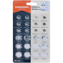 Button Cell Battery Set 24 Piece Assorted AG and CR Lithium and Alkaline Cells for Scales Calculators Watches and Remotes