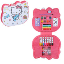 Childrens Art Case 35 Pieces Pink Plastic Drawing and Painting Set with Crayons and Pencils