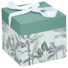 Foldable Gift Box Green Paper Present Box 16x16x14.5cm for Small to Medium Gifts Stores Flat and Assembles for Presentation