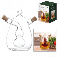 Oil and Vinegar Bottle Transparent Glass Table Dispenser 10x9.5x15cm for Kitchen Cooking Dressing and Dining Table Service