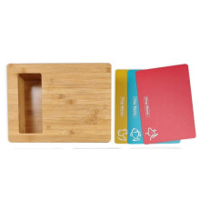 Bamboo Chopping Board System with Waste Tray and 3 Colour Coded Chopping Mats Red Blue Yellow 31x22cm for Kitchen Prep
