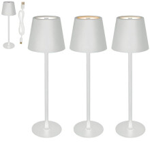 White LED Touch Lamp Metal Rechargeable Desk and Bedside Light 40x12cm USB Type C Dimming with Three Colour Settings