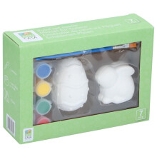 Easter Plaster Painting Craft Kit 7 Piece with Figures Paints and Brush Childrens Activity Set for Decorating and Fine Motor Skills