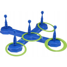 Ring Toss Game Set 7 Piece with 6 Colourful Throwing Rings and Cross Target Base Indoor Outdoor Active Play for Family with Storage Bag