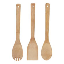 Bamboo Kitchen Utensil Set 3 Piece 29.5cm Spatula Turner and Mixing Fork Grade A Bamboo Dishwasher Safe for Stirring and Turning Food