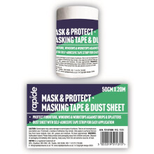 Masking Tape and Dust Sheet Set 50cm by 20m Self Adhesive Strip for Painting Decorating and Surface Protection