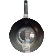 Aluminium Wok Pan 28cm Black Deep Cooking Pan 8cm Height with Sloped Surface and Heat Distribution for Stir Frying and Daily Cooking